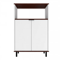 Manhattan Comfort 301AMC227 Mosholu Accent Cabinet with 3 Shelves in White and Nut Brown